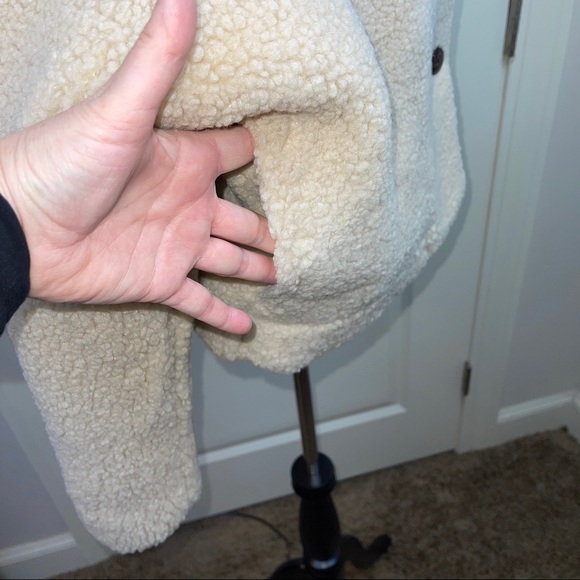 Free People Izzy Wrap Teddy Jacket Ecru Ivory - Picture 8 of 17